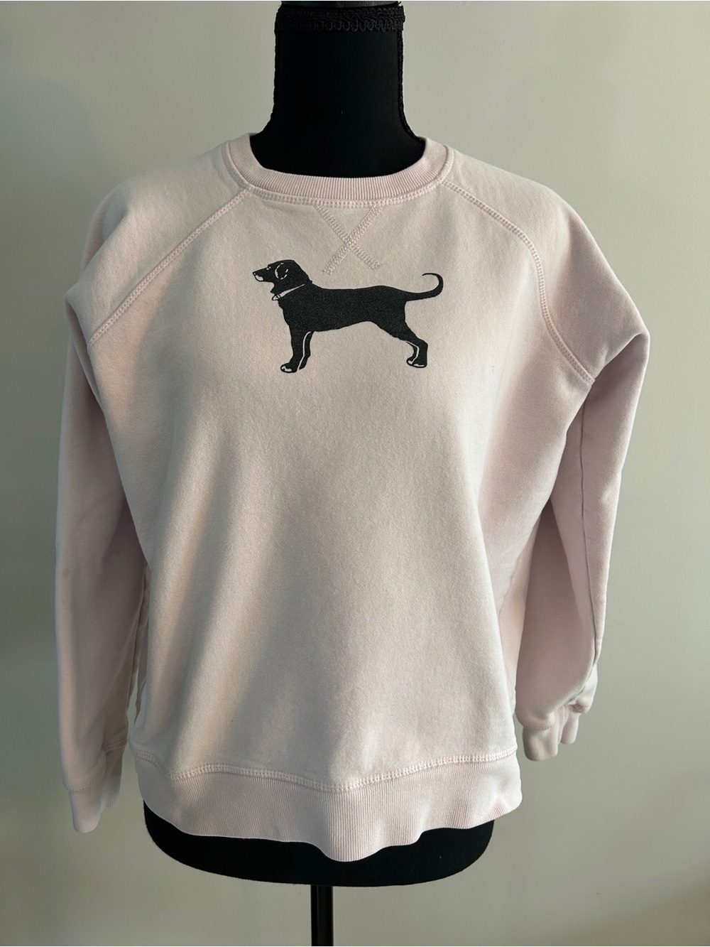 The Black Dog Light Pink Crewneck with Black Dog Silhouette
